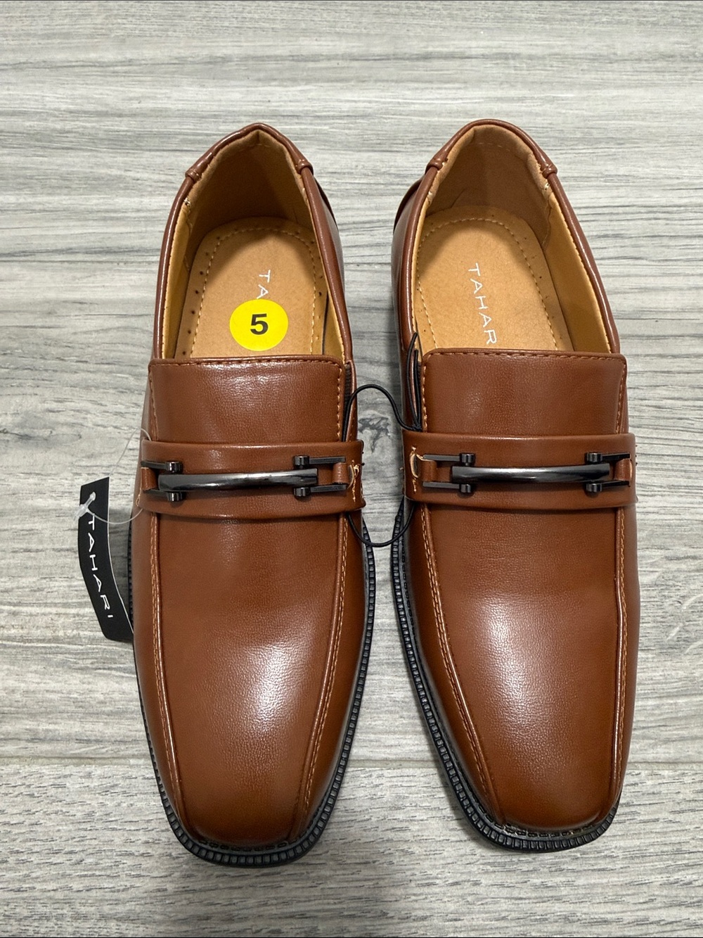 Tahari Men's Cognac Brown Slip-On Loafers with Metal Bit